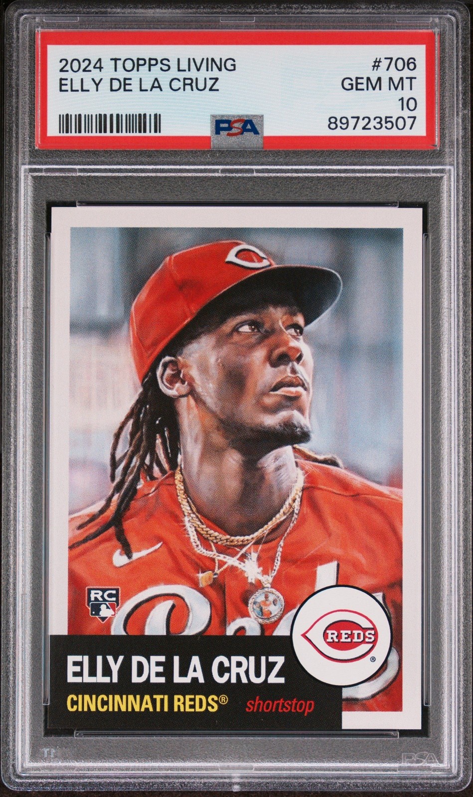 Graded 2024 Topps Living Elly De La Cruz #706 Rookie RC Card PSA 10 Gem view 1