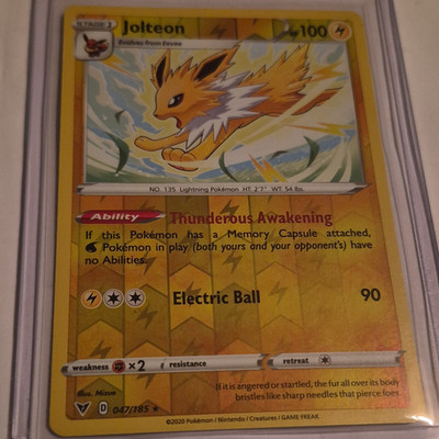 Jolteon Swsh04: Vivid Voltage 047/185 Reverse Holo Rare Stage 1 100 HP Eng NM