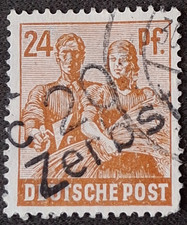 SBZ - Bezirkshandstempel 24 Pfg. 20 Zerbst Hall geprüft