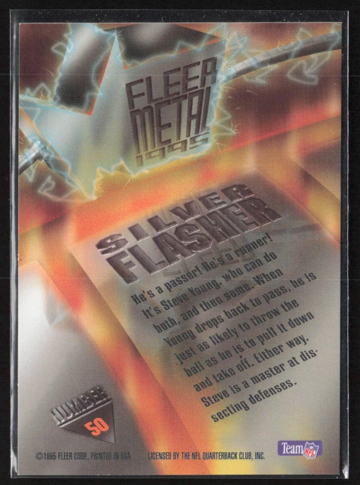 1995 Fleer Metal #50 Steve Young Silver Flashers San Francisco 49ers - Image 2 of 2