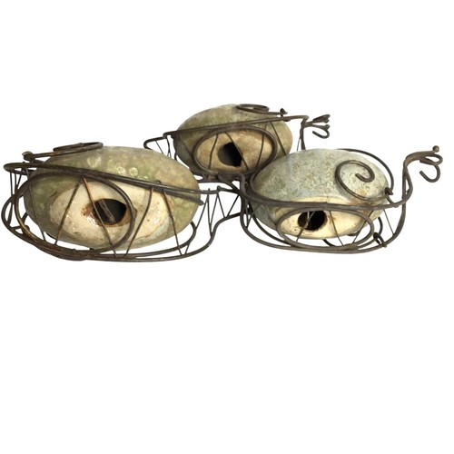 VTG Ceramic Snail Scrolled Metal Art Figurine (3) Cottagecore Fairy Garden Decor - Picture 4 of 12