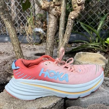 Hoka One One Womens Bondi X Running Shoes 9.5 B Camellia Peach Parfait 1113513