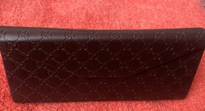Gucci GG Guccissima Brown Leather Foldable Glasses Case Hard Eyeglass Holder