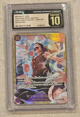 One Piece TCG JPN Monkey D. Luffy SEC CGC 10 Pris. 25th Collection EB02-061 2025
