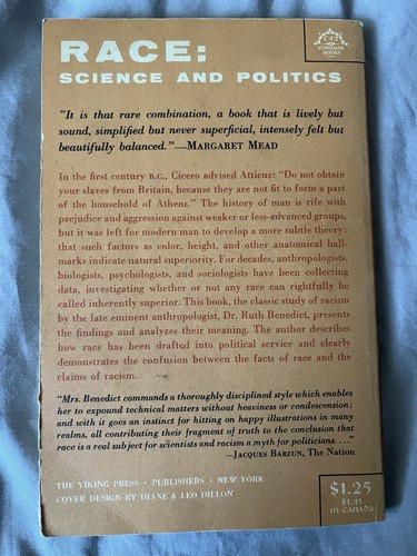 RACE: SCIENCE AND POLITICS anthropology book by Ruth Benedict with Gene Weltfish - Imagen 2 de 6