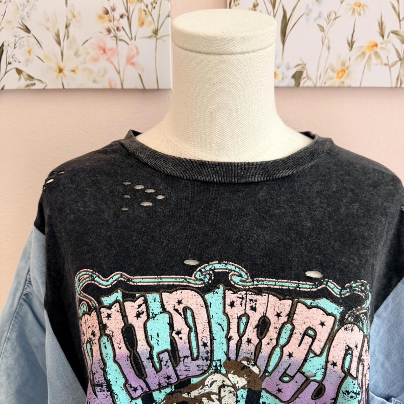 Handmade Rodeo Graphic Patchwork Top - - image 2