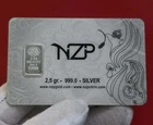NZP Gold Refinery 2.5 Gram .999 Fine Silver Bar / Ingot - Sealed Assay Card