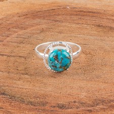 Natural Blue Copper Turquoise Gemstone 925 Sterling Silver Jewelry Handmade Ring
