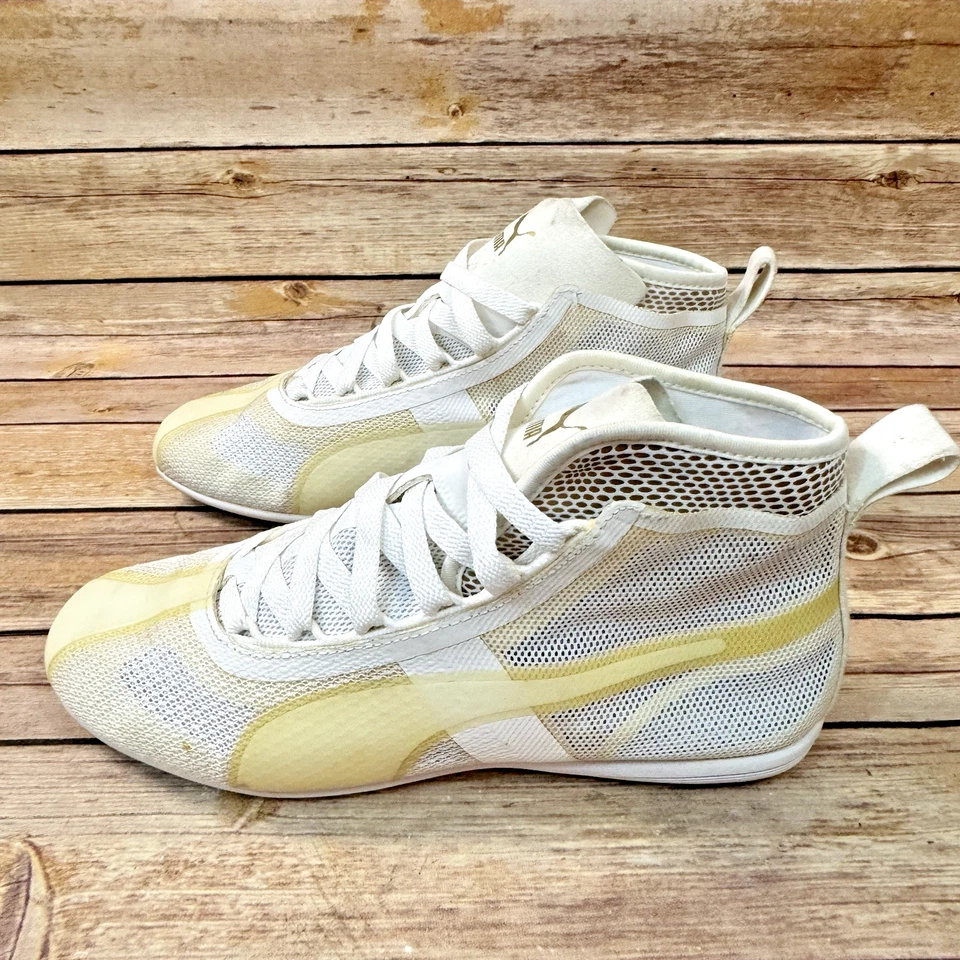 Puma Womens Eskiva EV White Gold High Top Lace Up Sneakers 7 Boxing Shoes - Image 4 of 4