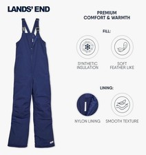 Lands' End Squall Waterproof Adjustable Insulated Iron Knee Snow Bib Overalls