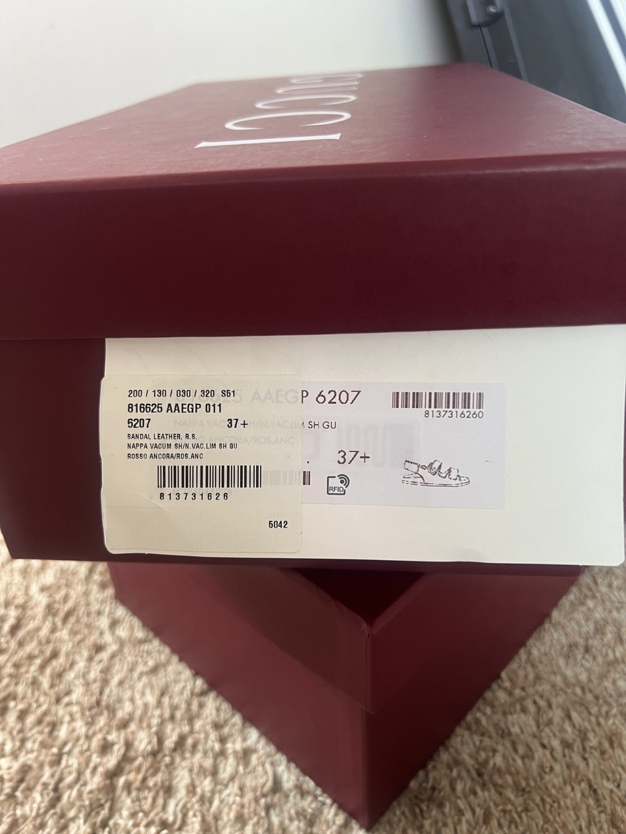 GUCCI Double G Rosso Ancora Red Leather Sandals New & Authentic | eBay