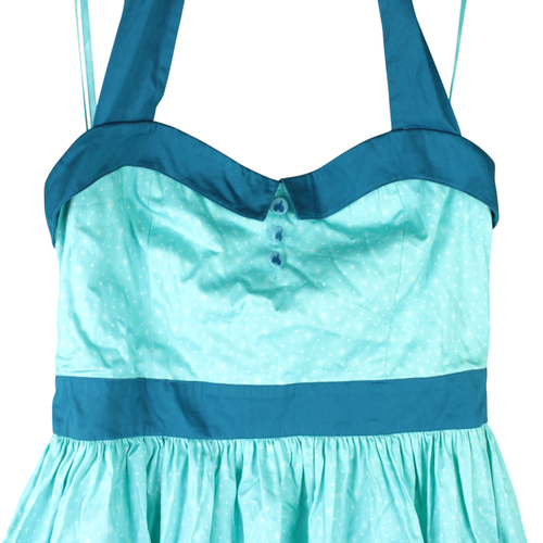 Abito Parchi Disney Taglia XL Magic Kingdom Retro Fit Svasato Halter Swing Blu NUOVO - Foto 6 di 17