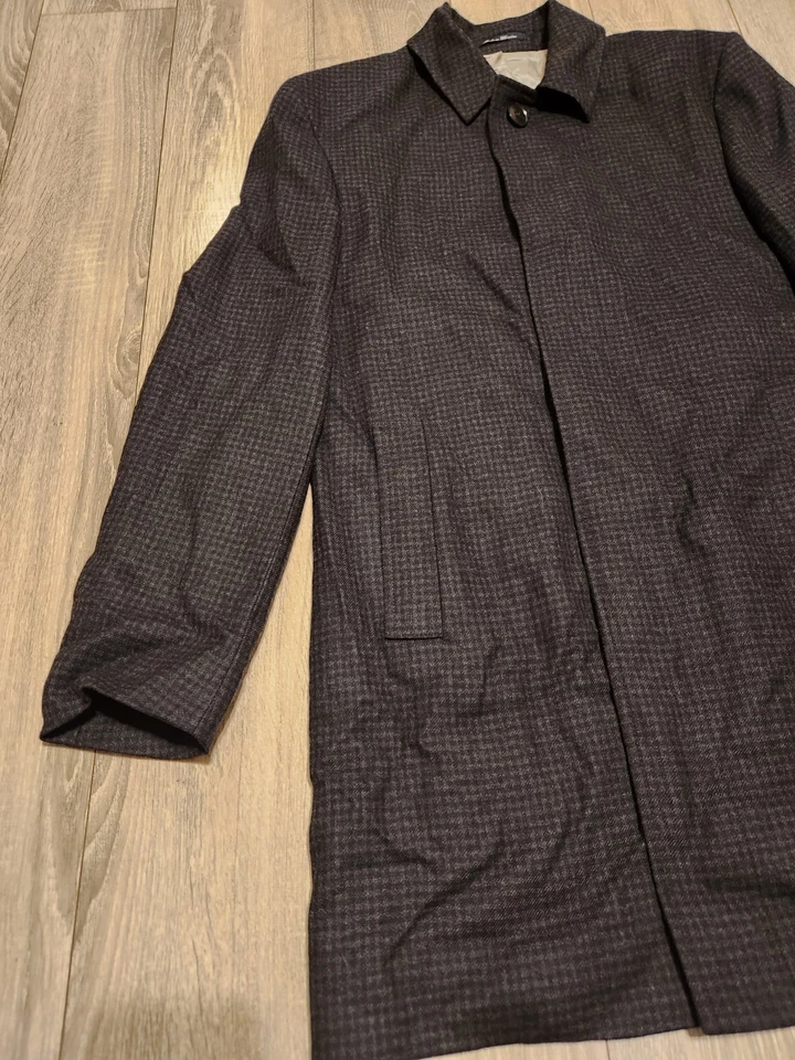 Abrigo Coche CLÁSICO CHARLES TYRWHITT 100% Lana Cuadros 38R Negro Gris Inglaterra  Foto 2 de 4