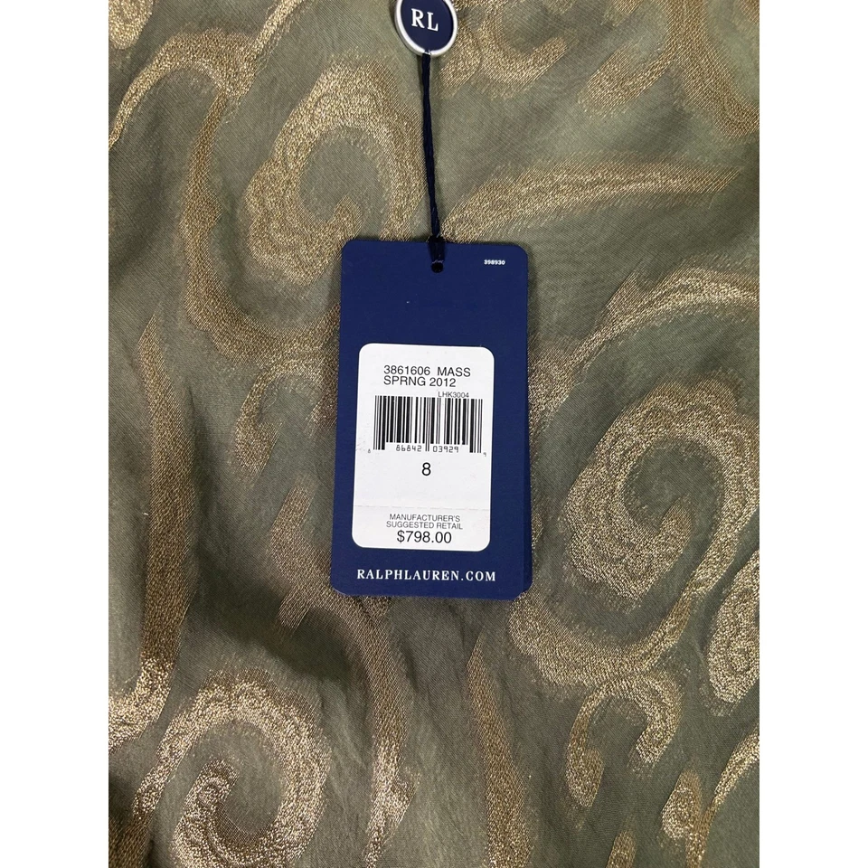 Falda con Volantes Asimétricos Mezcla Seda Dorada Ralph Lauren Collection Talla 8 Nueva con Etiquetas Foto 2 de 4