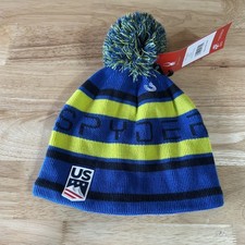 SPYDER US Ski Team Beanie Hat Pom Pom OS Blue