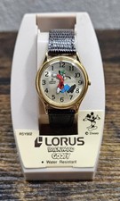 Rare VTG Lorus Backward Goofy Moving Arms Quartz Watch Gold Tone Leather RSY002
