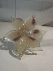 Vintage Murano  Style Hand Blown Lily Flower Art Glass with Spiral Stem 6 Petals