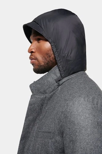$1695 Norwegian Wool Slim Waterproof 750 Down Car Coat Charcoal Grey - Medium M image 3