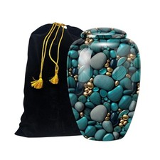 Teal River Stone Cremation Urn for Ashes 10 Inch Human Adult Burial Decorative
