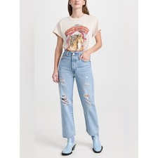 Levi s Premium Ribcage Straight Ankle Jeans Distressed Blue Size 24