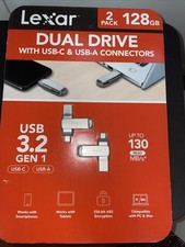 BRAND NEW  Lexar DUAL DRIVE with USB-C  USB-A. 3.2 GEN 1 128GB x 2 PACK 