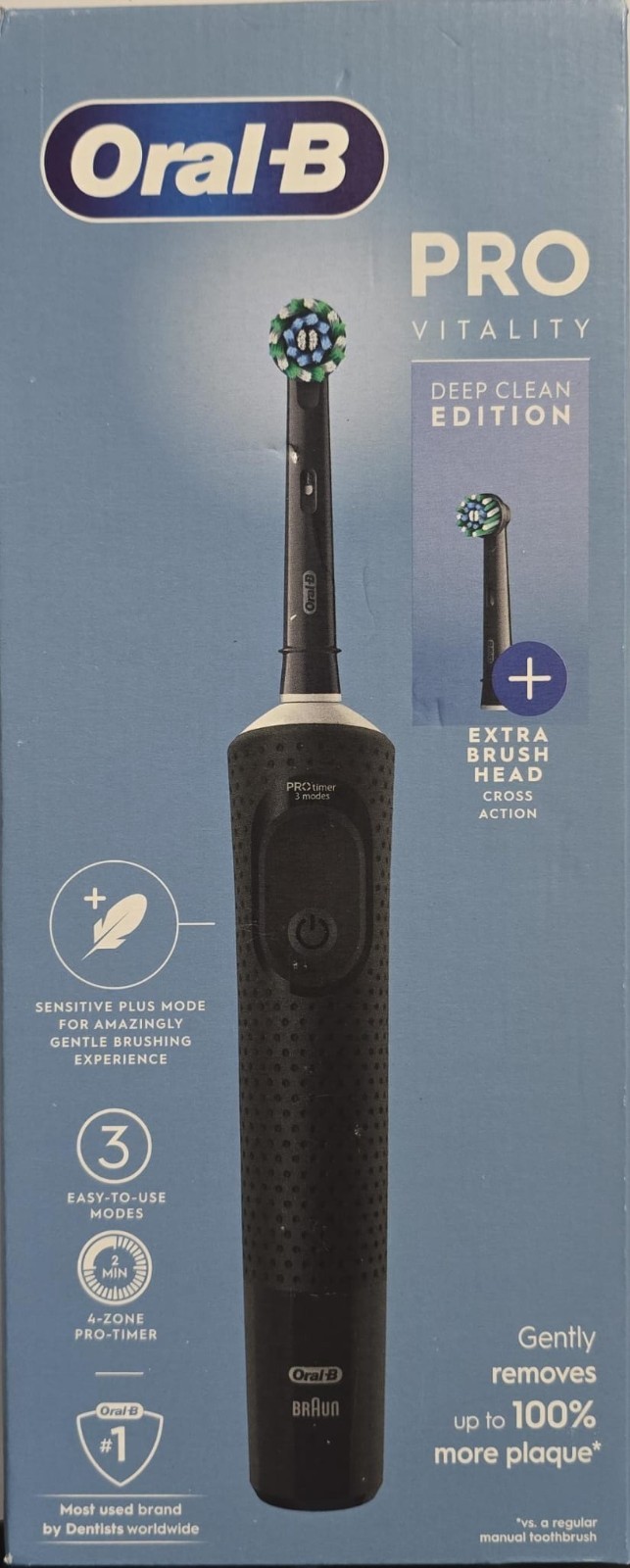 Oral-B: Vitality Pro Deep Clean Edition. Black. One brush head. Box opened/worn. - Image 10