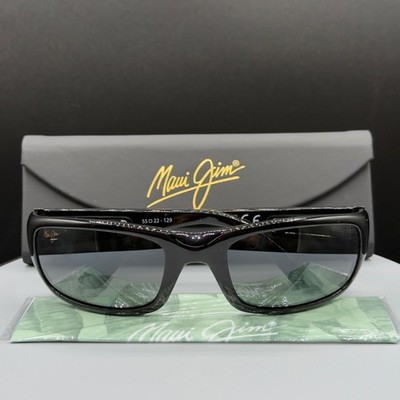 Maui Jim Stingray Sunglasses MJ 103-02 Gloss Black Grey Lenses 55 22 129