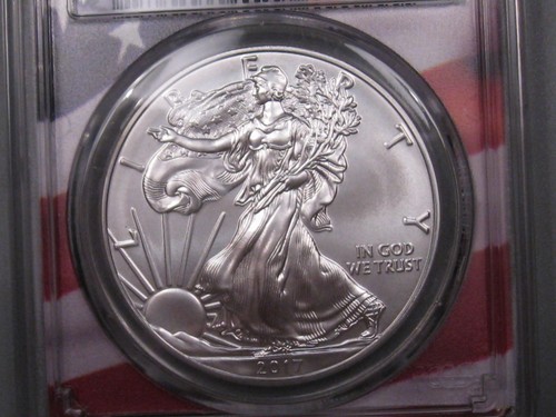 Silver American Eagle 2017 graduación profesional MS70 núcleo de bandera. #32 - Imagen 3 de 5