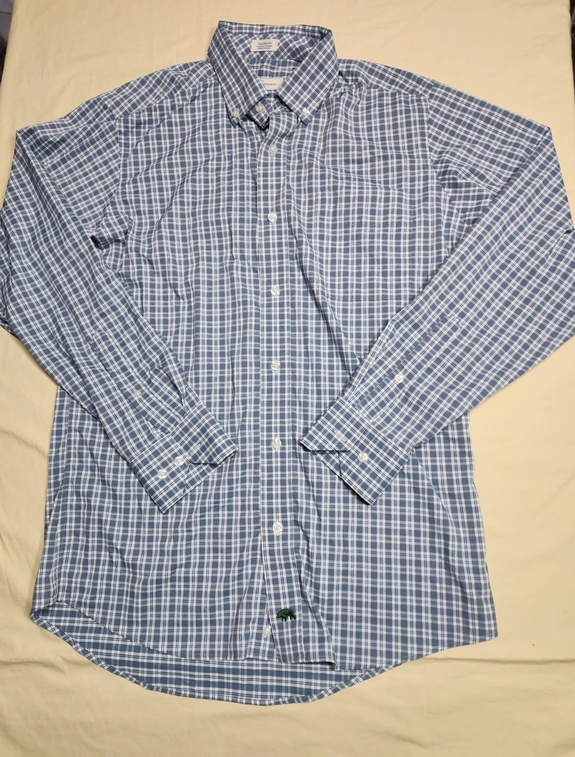 Onward Reserve Shirt Men Size 42 As Measured Blue Plaid Button Up Long Sleeve