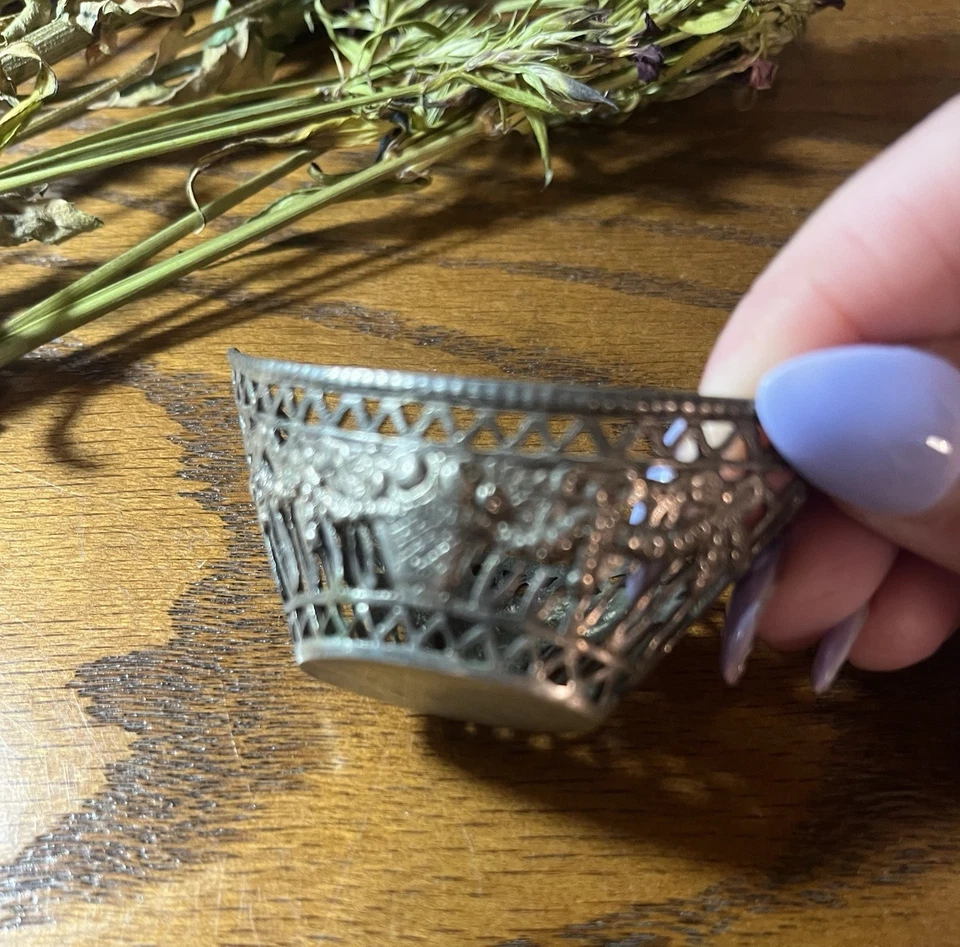 Старинный Fratelli Coppini итальянский 800 Серебряный орех чаша блюдо вихрь цветочный дизайн - Изображение 2 из 4