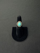 Vintage Turquoise Cabochon Ring Sterling Silver Size 6