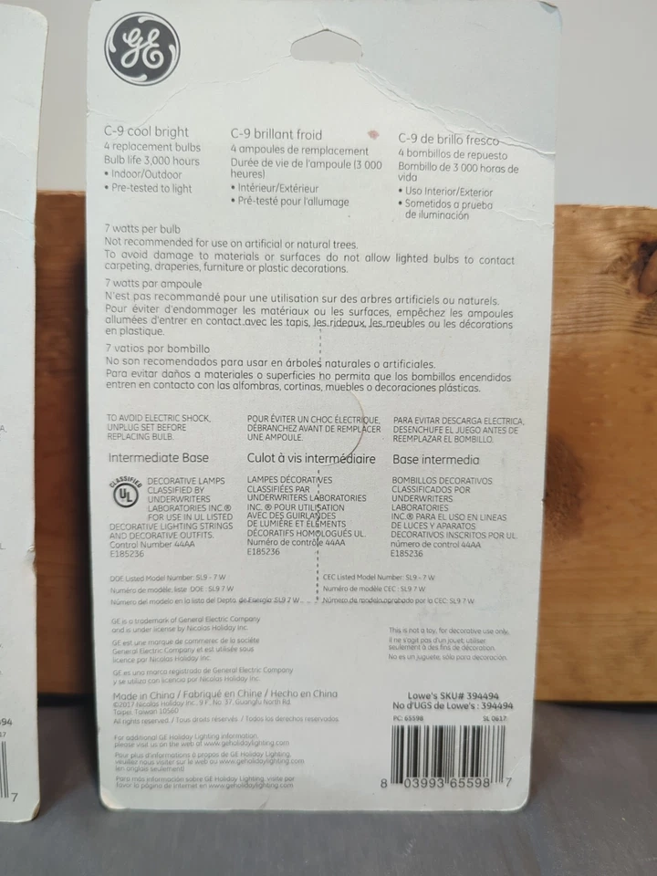 GE C-9 Cool Bright Replacement Bulbs/Red indoor/outdoor 2 Packs Of 4 Bulbs - Image 4 of 4