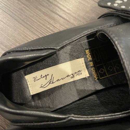 New Vintage Havana Maureen Black Leather Studded Buckle Slip On Loafers Shoes - Picture 5 of 11