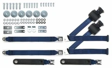 1964-75 Buick Dark Blue Shoulder Belt Kit 20" Pushbutton Buckles & Hardware