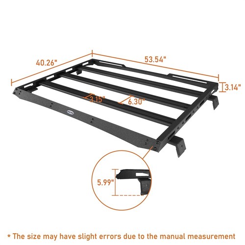 Fit 2020-2025 Jeep Gladiator JT Steel Rear Roof Rack Cargo Basket Crossbar - Picture 12 of 15