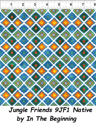 Jungle Friends Cotton Quilt fabric In The Beginning BTY 7JF1 Clouds Blue - Picture 3 of 12