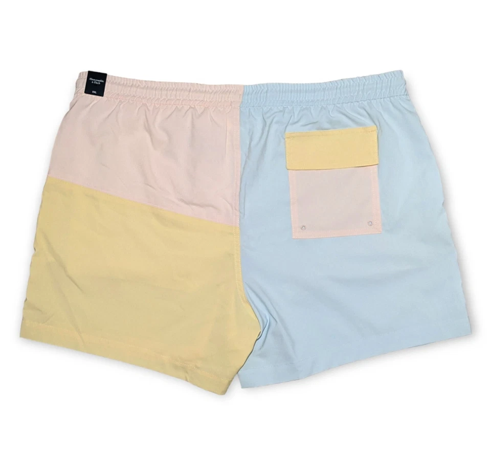 Abercrombie & Fitch Men's XXL Swim Trunks Shorts Color Block Pastel 2X - Image 2 of 4