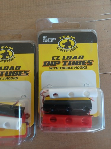 Team Catfish 6 Pack EZ Load Dip Tubes w #6 Treble Hooks and J Hooks- Lot of 2 - Picture 3 of 7