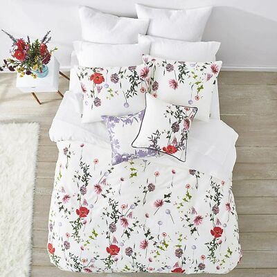 RARE TED BAKER LONDON HEDGEROW KING COMFORTER 2 SHAMS SET WHITE RED POPPY FLOWER