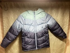 OshKosh Girls Puffer Jacket Coat Blue Fleece Lined 6X Hood Ski