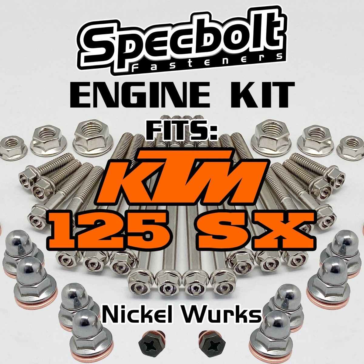 NICKEL ENGINE BOLT KIT: KTM 125SX CYLINDER HEAD CRANKCASE