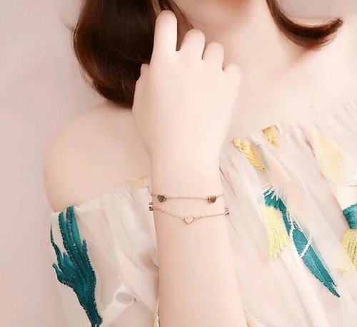 Herz Armband Edelstahl Gelbgold plattiert Damen Liebe ❤️ Geschenke für Frauen - 第 3/11 張圖片