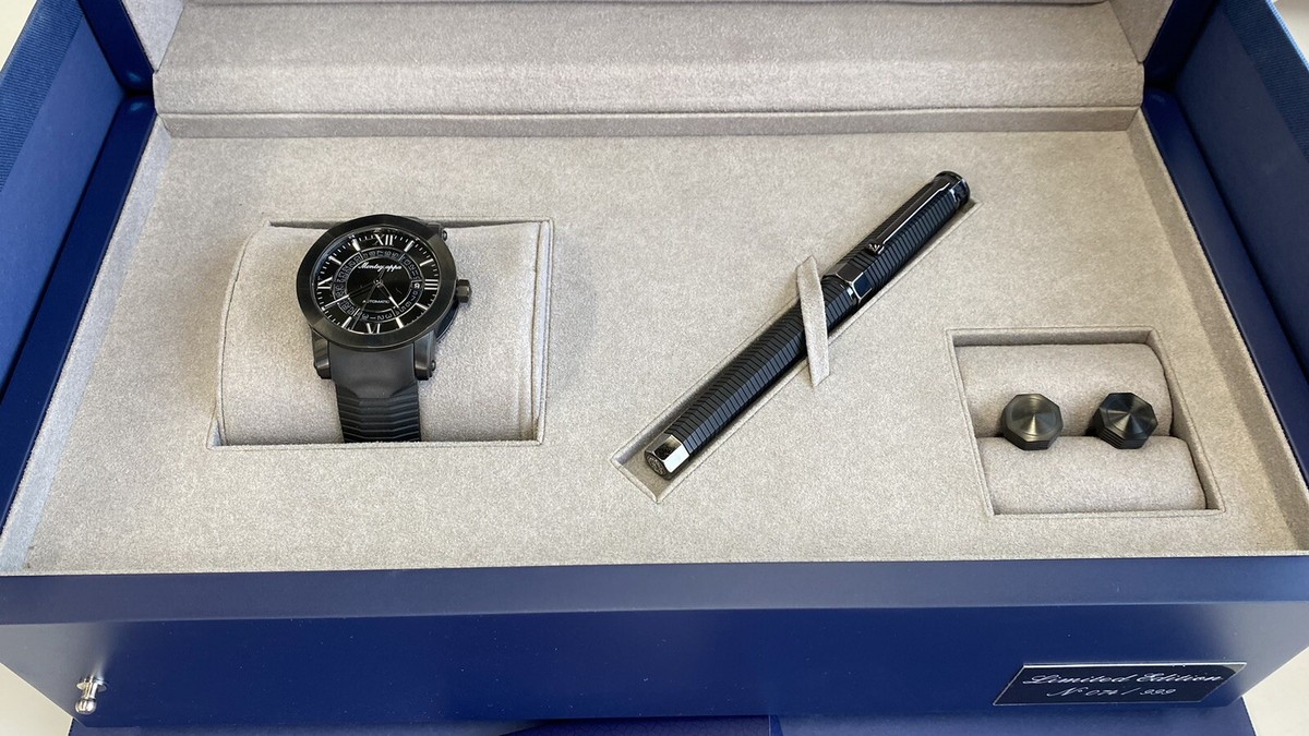 MONTEGRAPPA NERO UNO LIMITED WATCH PEN CUFFLINKS SET NEW 100