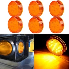 6pcs Set 2.5" Round 13Bulbs Side Marker Clearance Lights For Truck Trailer Amber