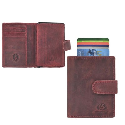 Greenburry Kartenportemonnaie Leder Kartenetui Vintage RFID Herren klein rot