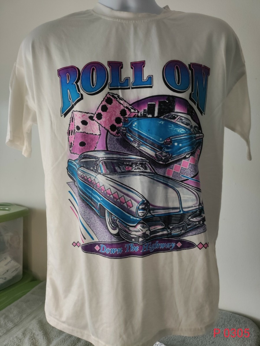 Shein Curve Roll On Down the Hightway size tee shirt cars | eBay