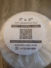 Direct Thermal Labels 4x6 250/Roll MFLabel Compatible With Zebra/Eltron Printers