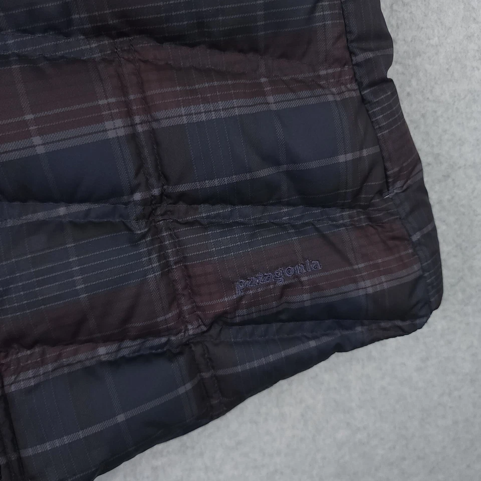 Chaleco Patagonia Mujer Medio Plumón Puffer Con Capucha Cremallera Completa Con Cuadros Informal Foto 4 de 4