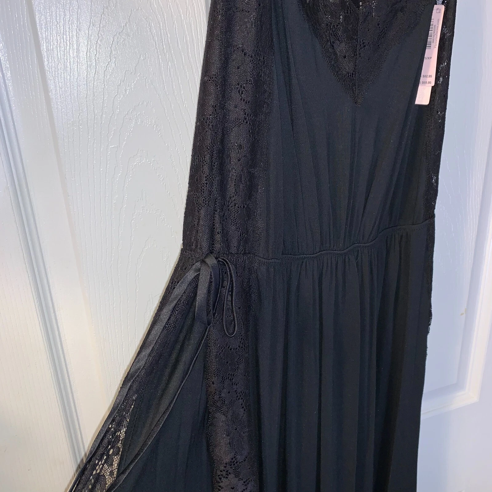 UNDERCOVER Abito donna Victoria's Secret maxi slip orlo pizzo taglia XS NUOVO nero lingerie