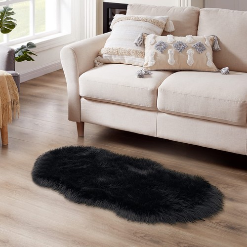 Faux Fur Fluffy Aear Rug Sheepskin Long Plush Rug Irregular Plush Carpet Decor - Picture 7 of 36